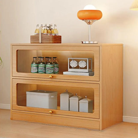 Modern Rectangular Natural Finish Wooden Bookcases Image - 2