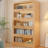 Modern Rectangular Natural Finish Wooden Bookcases Image - 7
