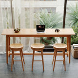 Modern Rectangular Natural Wood Bar Table With Footrest Image - 1