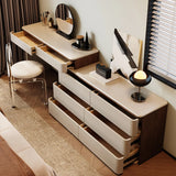 Modern Rectangular Polymer Bedroom Mirror Grey Makeup Vanity Image - 3