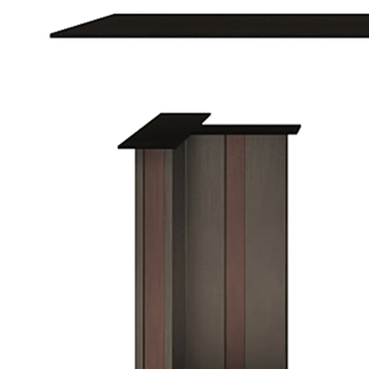 Modern Rectangular Stone Black Metal Pedestal Dining Table Image - 6