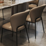 Modern Rectangular Stone Black Metal Pedestal Dining Table Image - 8