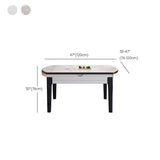 Modern Rectangular Stone Dining Table Black Legs Adjustable #size