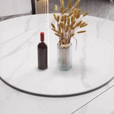 Modern Rectangular Stone Dining Table Black Legs Adjustable Image - 6