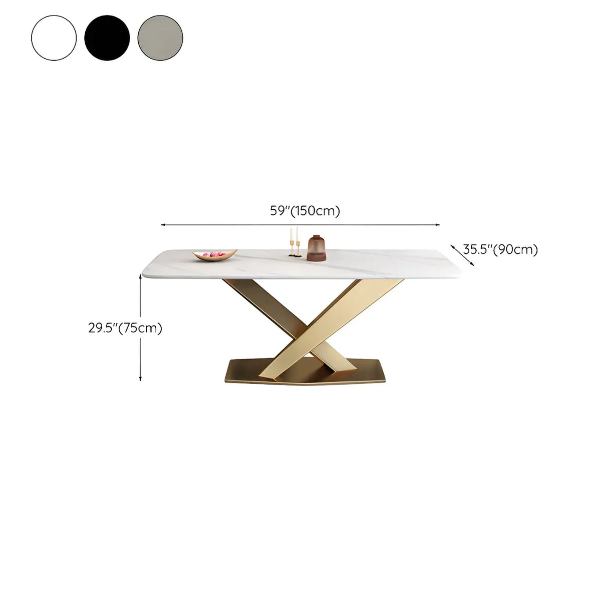 Modern Rectangular Stone Kitchen Grey Dining Table Image - 17