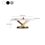 Modern Rectangular Stone Kitchen Grey Dining Table Image - 17