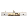 Modern Rectangular Stone Living Room White LED TV Stand
