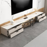 Modern Rectangular Stone Living Room White LED TV Stand