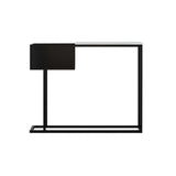 Modern Rectangular Stone Top Black Metal Console Table Image - 2
