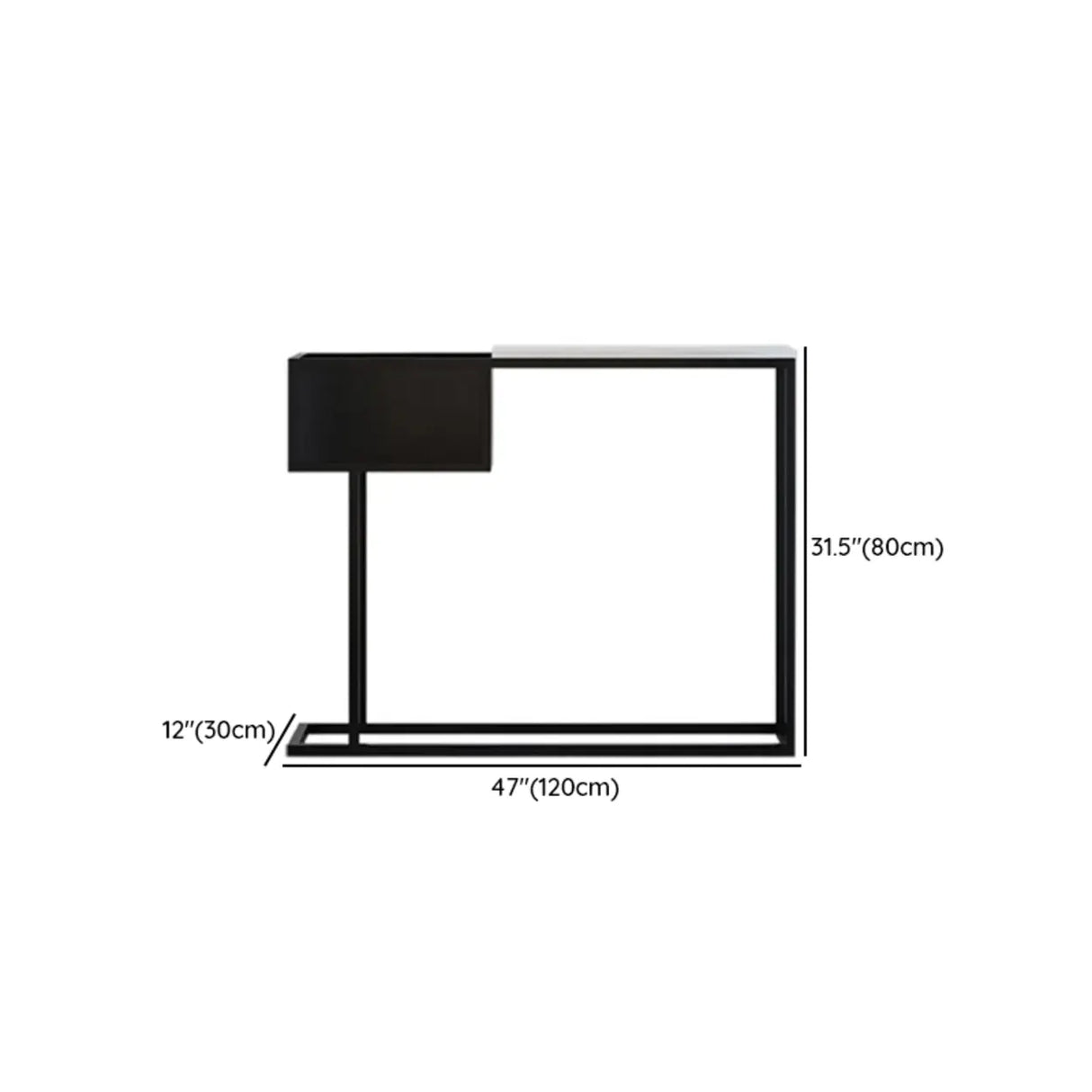 Modern Rectangular Stone Top Black Metal Console Table Image - 12