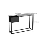 Modern Rectangular Stone Top Black Metal Console Table Image - 16