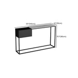 Modern Rectangular Stone Top Black Metal Console Table Image - 17