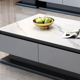 Modern Rectangular Stone TV Stand for Living Room - Grey Image - 10