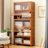 Modern Rectangular Vertical Wood Organizer Bookcase Image - 3