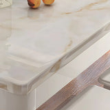 Modern Rectangular White Marble Dining Table Image - 10