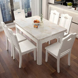 Modern Rectangular White Marble Dining Table Image - 1