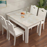 Modern Rectangular White Marble Dining Table Image - 3