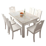 Modern Rectangular White Marble Dining Table Image - 5