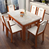Modern Rectangular White Marble Dining Table Image - 6