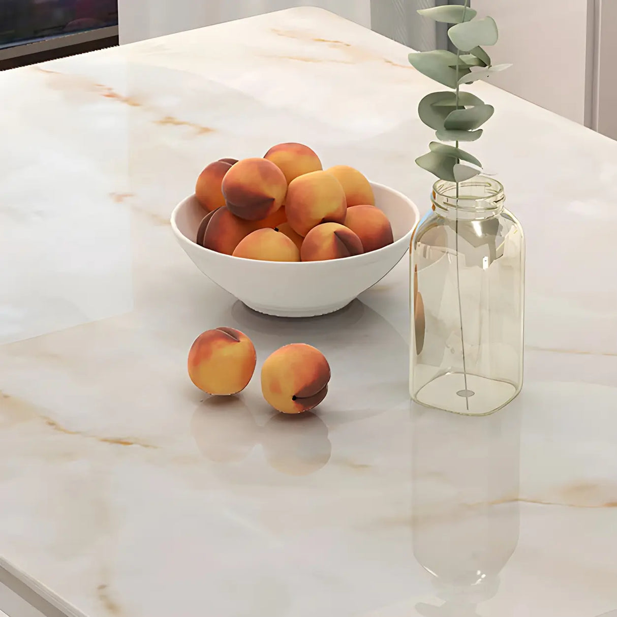 Modern Rectangular White Marble Dining Table Image - 9