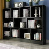 Modern Rectangular White Standard Wood Storage Bookcase Image - 6