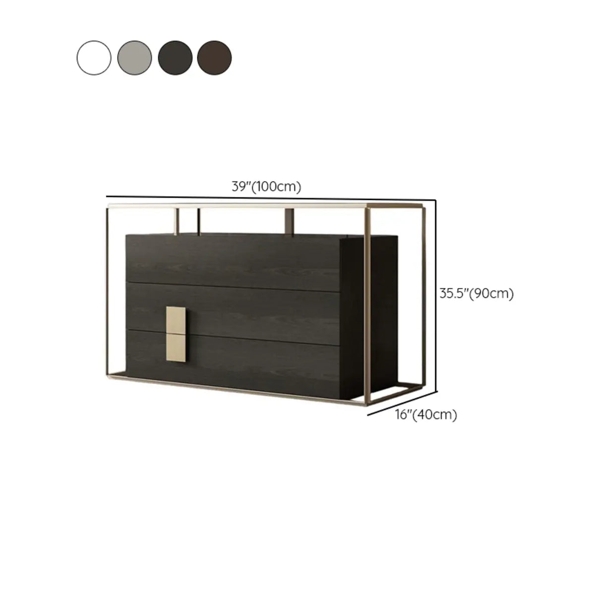 Modern Rectangular Wood Black Entry Storage Console Table 