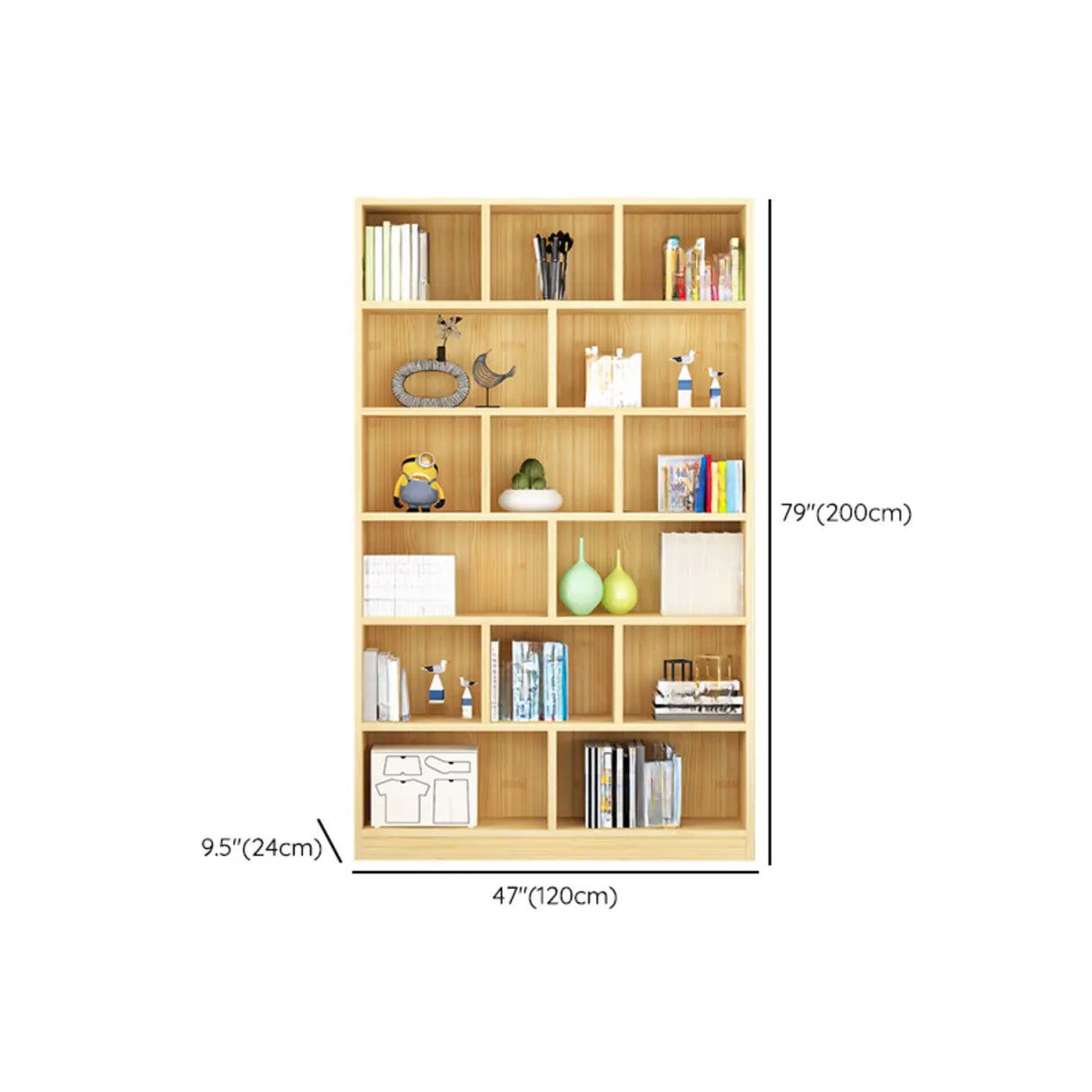 Modern Rectangular Wood Color Vertical Narrow Bookcase Image - 11