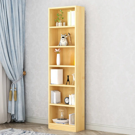 Modern Rectangular Wood Color Vertical Narrow Bookcase Image - 1