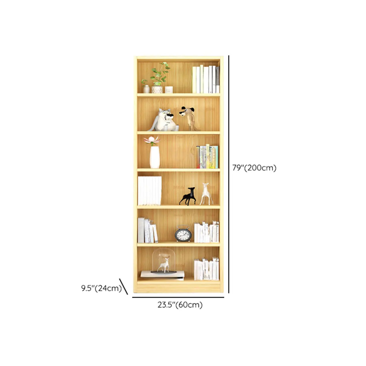 Modern Rectangular Wood Color Vertical Narrow Bookcase 