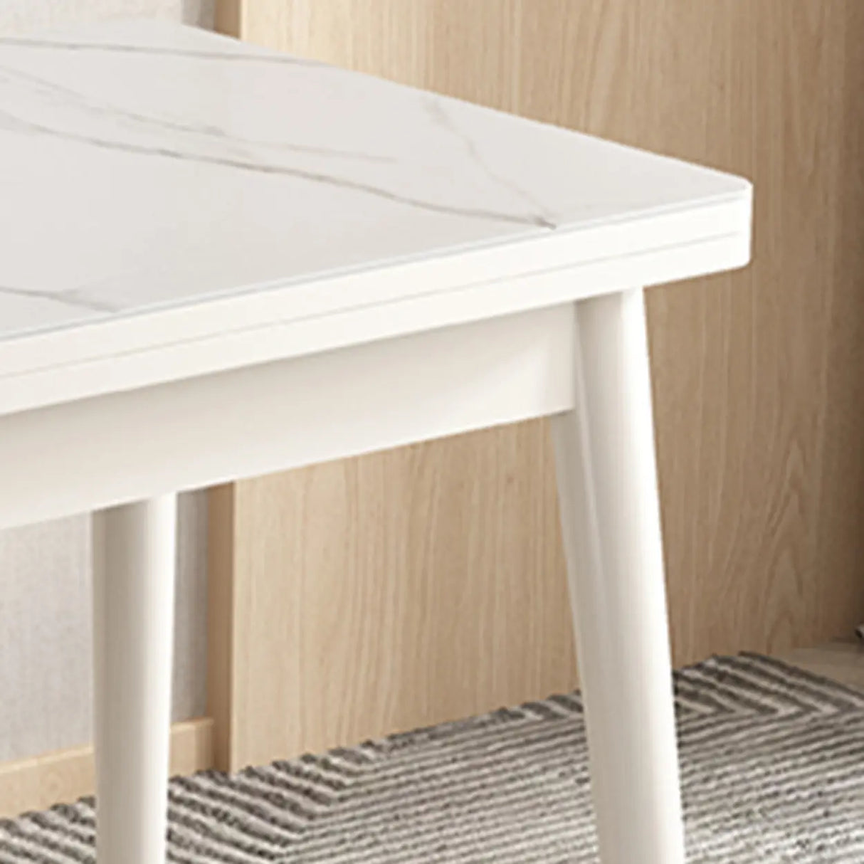 Modern Rectangular Wood Dining Table Extendable White Image - 11