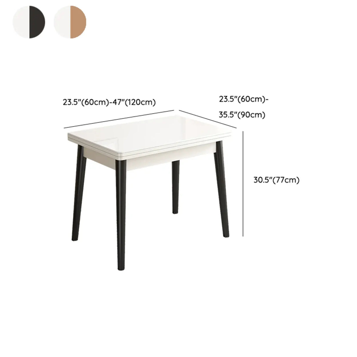 Modern Rectangular Wood Dining Table Extendable White 