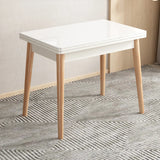Modern Rectangular Wood Dining Table Extendable White Image - 3