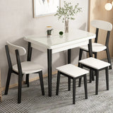 Modern Rectangular Wood Dining Table Extendable White Image - 6