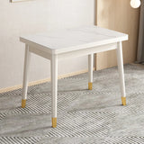 Modern Rectangular Wood Dining Table Extendable White Image - 7