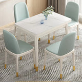 Modern Rectangular Wood Dining Table Extendable White Image - 8