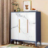 Modern Rectangular Wood Entry White Large Shoe Cabinet Image - 22
