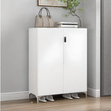 Modern Rectangular Wood Entry White Large Shoe Cabinet Image - 27