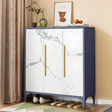 Modern Rectangular Wood Entry White Large Shoe Cabinet Image - 22