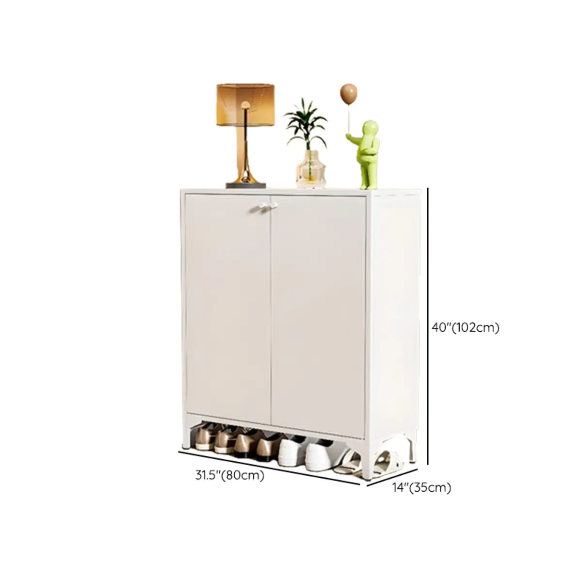 Modern Rectangular Wood Entry White Large Shoe Cabinet Image - 42
