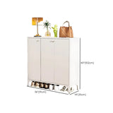 Modern Rectangular Wood Entry White Large Shoe Cabinet Image - 43