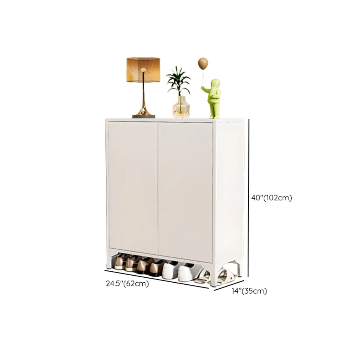 Modern Rectangular Wood Entry White Large Shoe Cabinet Image - 45
