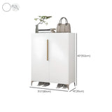 Modern Rectangular Wood Entry White Large Shoe Cabinet Image - 51