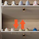 Modern Rectangular Wood Entry White Sliding Shoe Cabinet Image - 12