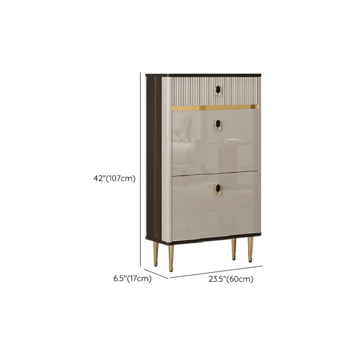 Modern Rectangular Wood Entry White Sliding Shoe Cabinet Image - 21