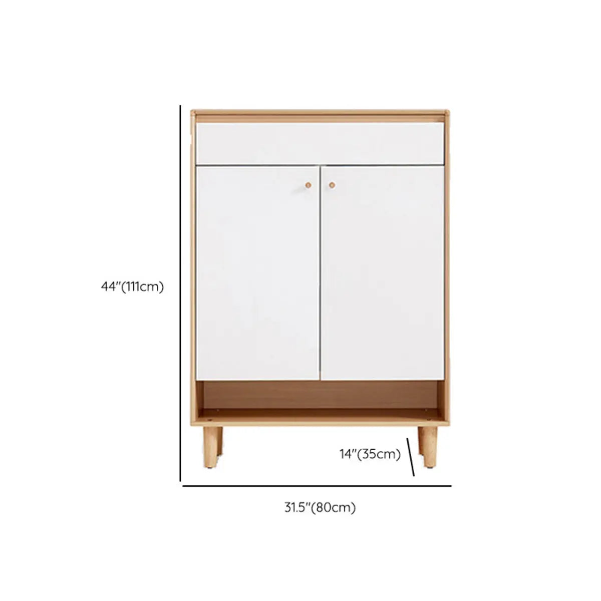 Modern Rectangular Wood Entryway Beige Shoe Cabinet Image - 21