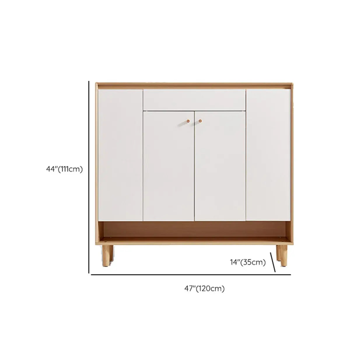 Modern Rectangular Wood Entryway Beige Shoe Cabinet Image - 23