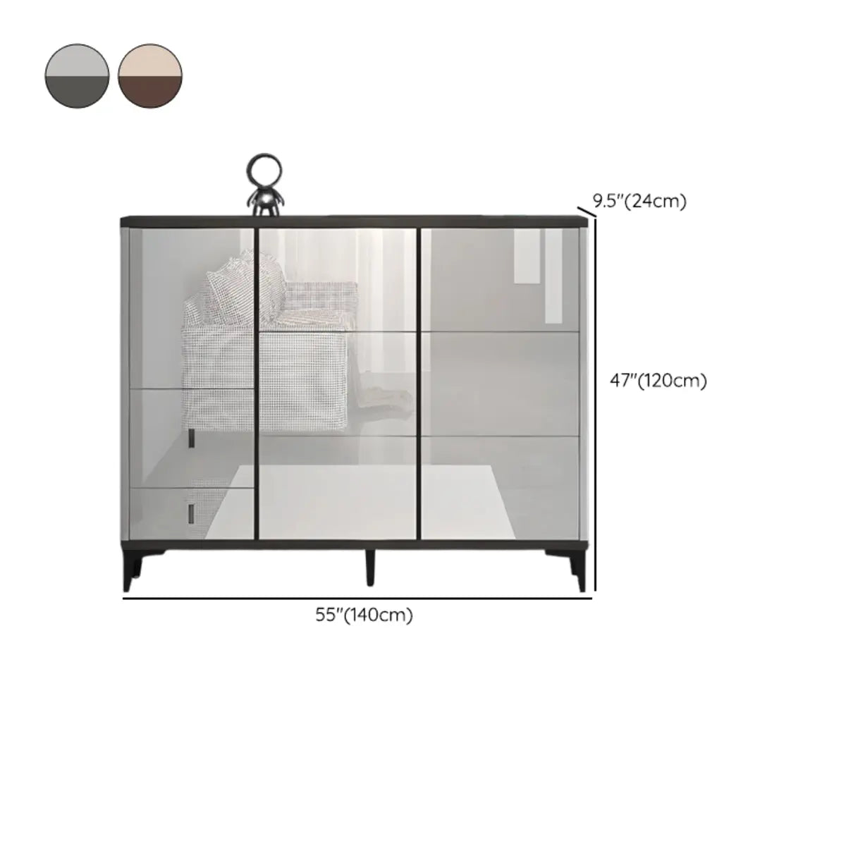 Modern Rectangular Wood Entryway Cream Large Shoe Cabinet Image - 42
