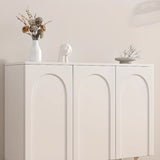 Modern Rectangular Wood Entryway White Shoe Cabinet Image - 10