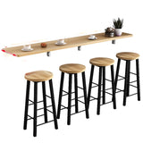 Modern Rectangular Wood Floating Wall-Mounted Bar Table Image - 10