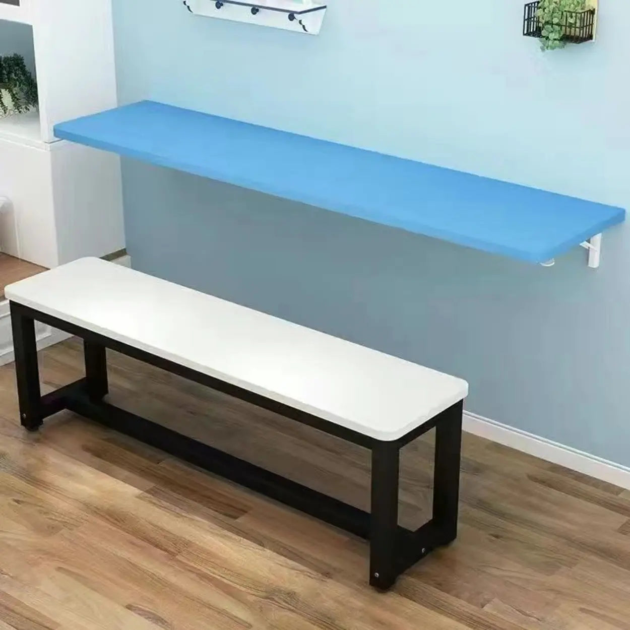 Modern Rectangular Wood Floating Wall-Mounted Bar Table Image - 4